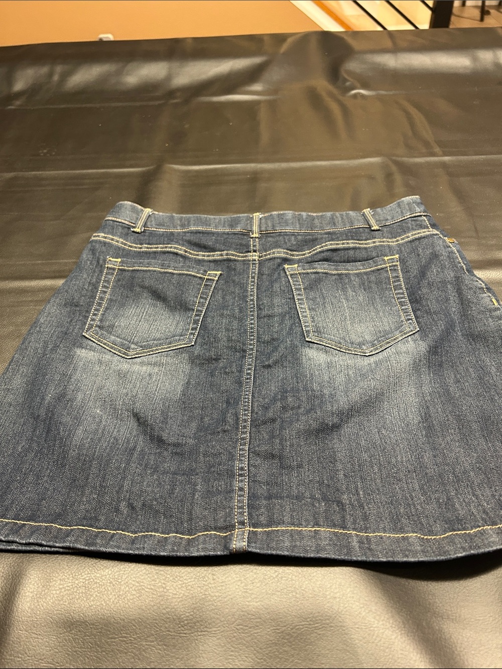 croft & barrow Blue Denim Mini Skirt with Back Pockets